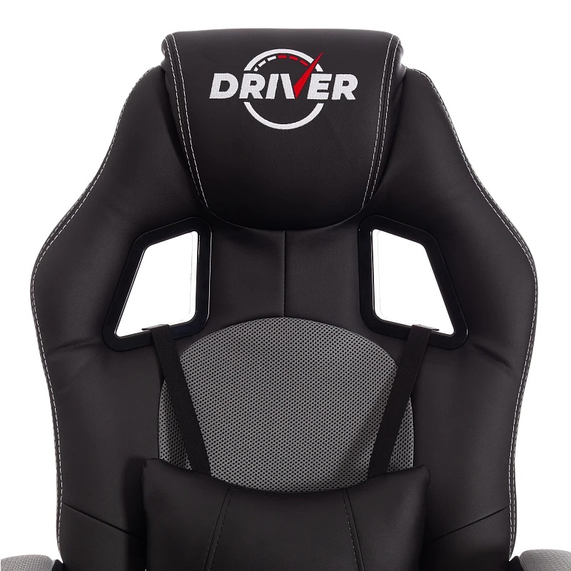 Кресло DRIVER (22), кож/зам/ткань, черный/серый, 36-6/TW-12 | изображение 6