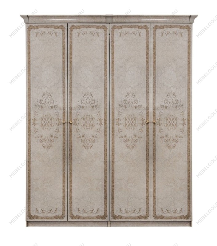 Шкаф Патрисия 4-дверный (2+2) без зеркал крем корень глянец | изображение 1