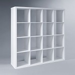 КАЛЛАКС / ФОРА Стеллаж ИКЕА / IKEA 16, широкий стеллаж с открытыми ячейками, тамбурат белого цвета | изображение 1