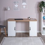 ИНГАР 2/ДВ/ДВ стол письменный 140x75x55, дуб беленый/белый | изображение 3