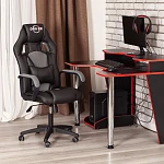 Кресло DRIVER (22), кож/зам/ткань, черный/серый, 36-6/TW-12 | изображение 18