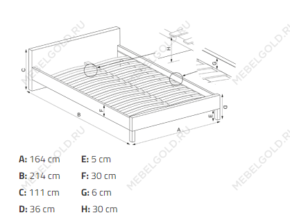 Кровать Halmar GRACE (серый) 160/200 | изображение 2