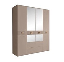 Шкаф 4-х дверный с зеркалами, с ящиками, Bogemia Fillini (Мокка/Золото) БМШ1/41(Fi)