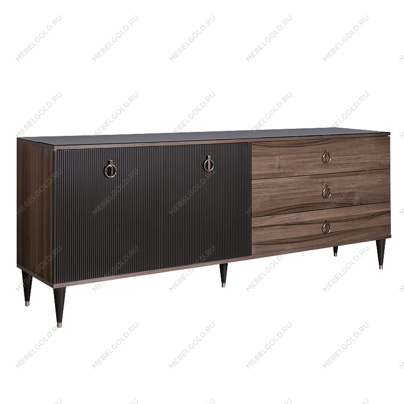 Комод для гостиной 2.1м Римини СОЛО (Орех империя/Золото) РМКМ-5(s)