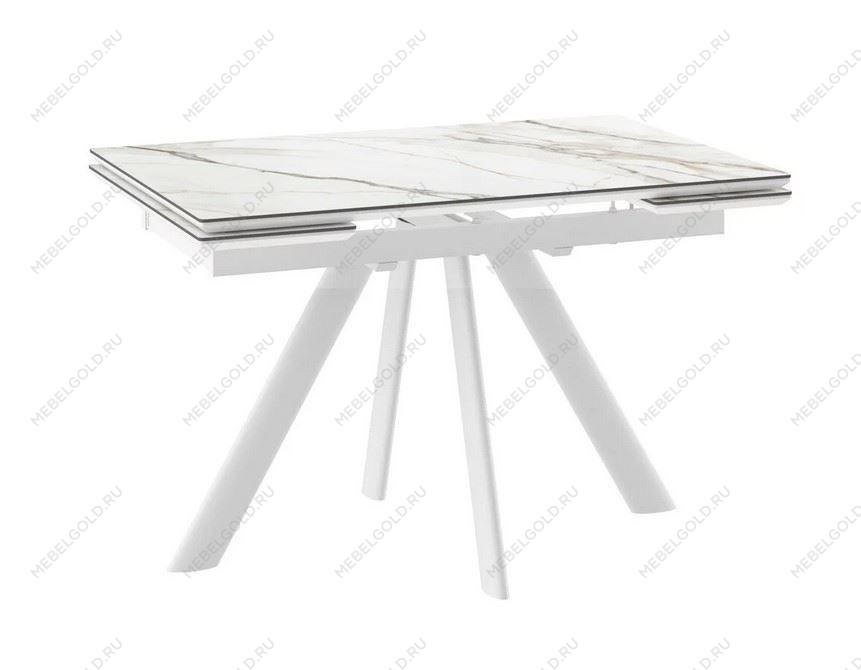 Стол с керамическим покрытием Джейтон-120 (CALAKATTA GOLD ST CER/Белый) 120(30+30)х80