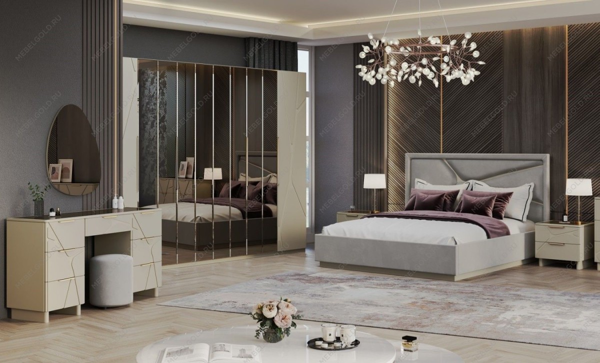 Спальня Лейла 4-дверная светло серый камень