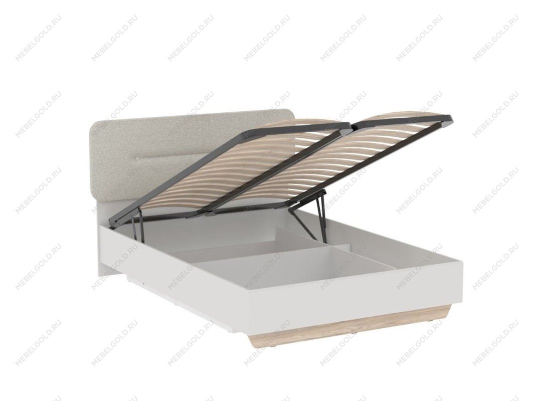 Кровать 1400 со светлой мягкой вставкой NEW и подъемным механизмом, Аврора Дуб Мария/Кашемир