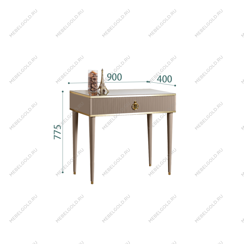 Стол туалетный узкий Римини СОЛО (Мокка/Золото) РМСТ-1(s)[9]