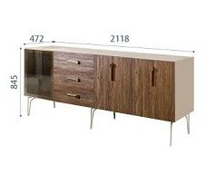 Комод 2.1м Bogemia Wood Wo (Ваниль) (Novabuk/Золото) БМКМ-5(Wo)[4]