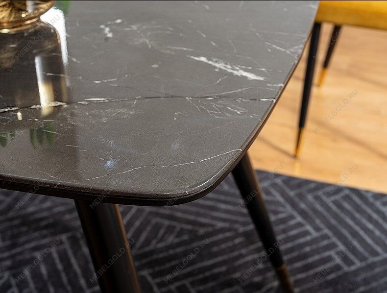 Стол обеденный Signal CYRYL I (эффект черного камня/черный/золотой) | изображение 3