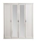 Шкаф Мишель 4-дверный (2+2) с зеркалом белый матовый | изображение 1