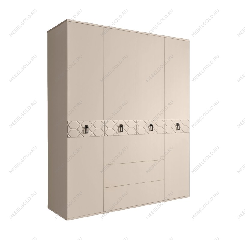 Шкаф 4-х дверный с ящиками, Bogemia Farfalle (Ваниль/Черный) БМШ2/41(Fa)