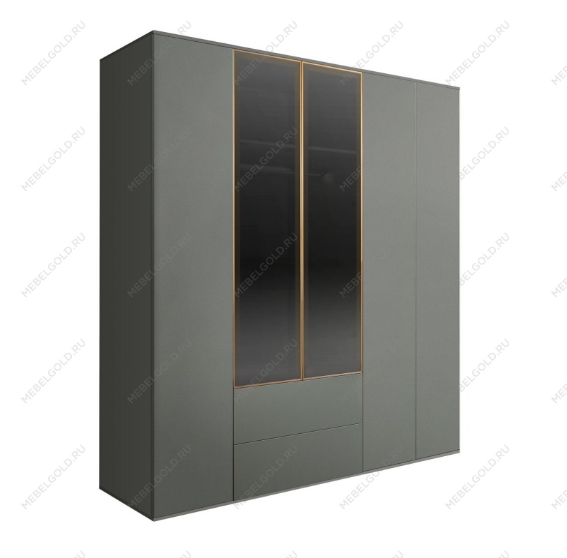 Шкаф 5-ти дв. с ящиками Bogemia Air (Серый/Золото) БМШ2/52(2)