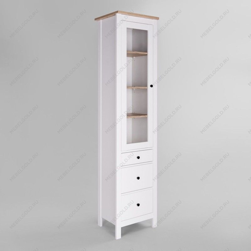 САГА шкаф с витриной 50 белый/ясень | изображение 1