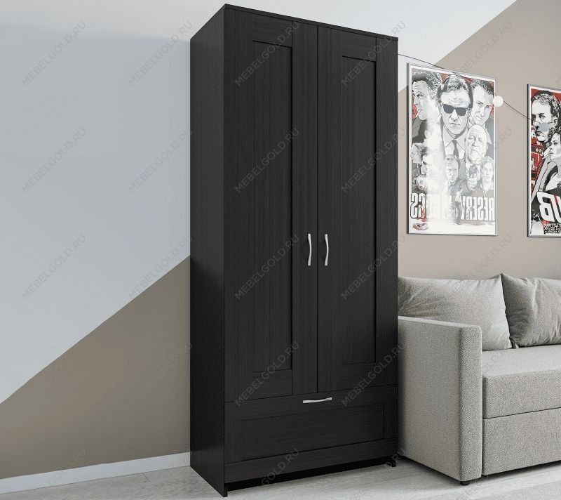 БРИМНЭС / СИРИУС Шкаф ИКЕА / IKEA для одежды 2 двери и 1 ящик Дуб Венге | изображение 4