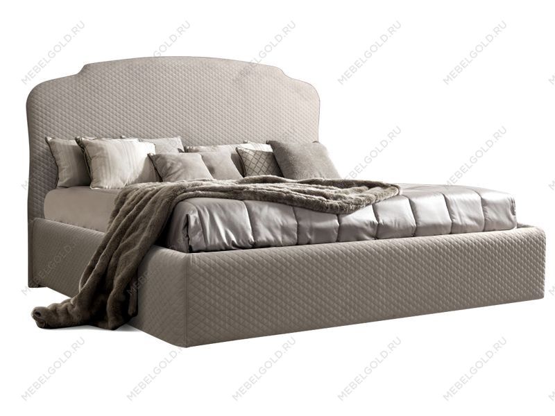 Кровать Римини 1,6 м, с подъемным механизмом (светло-серый), РМКР-2[3], стеганые царги