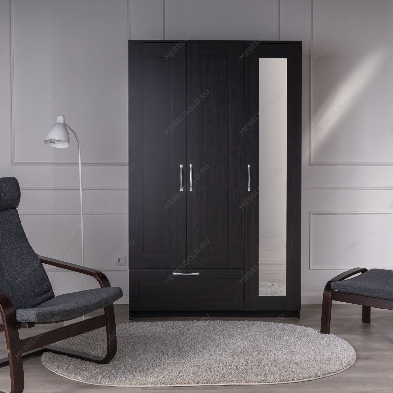 БРИМНЭС / СИРИУС Шкаф ИКЕА / IKEA комбинированный 3 двери и 1 ящик Дуб Венге | изображение 3