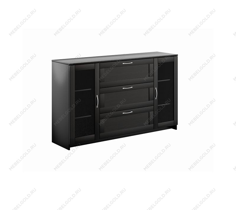 БРИМНЭС / СИРИУС тумба ИКЕА / IKEA 2 двери со стеклом и 3 ящика 156х95 Дуб Венге | изображение 3