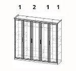 Шкаф Мокко 5-дверный с зеркалом бежевый | изображение 7