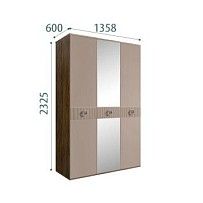 Шкаф 3-х дверный с зеркалом Bogemia Woodline Fi (Мокка/Хром) БМШ1/3