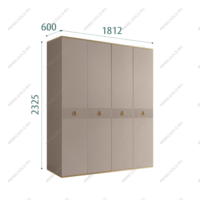 Шкаф 4-х дверный Римини СОЛО (Мокка/Золото) РМШ2/4(s)