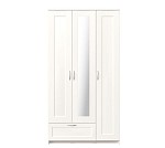 БРИМНЭС / СИРИУС Шкаф трёхдверный ИКЕА / IKEA белый с одним выдвижным ящиком и зеркалом | изображение 1