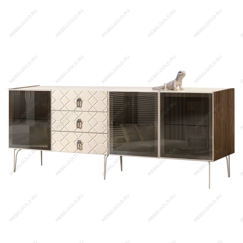 Комод 2.1м Bogemia Woodline Fa (Слоновая кость) (Lakobel/Хром) БМКМ-5[5]