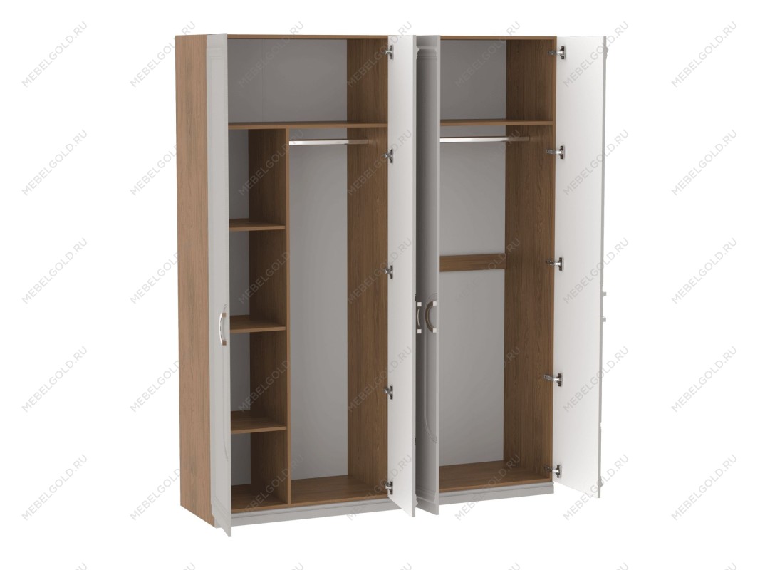 Шкаф 4-дверный с декор обкладом и доп. средником, Палермо (1832*533*2304) Дуб Каселла коричневый/Экокожа Мокко | изображение 1