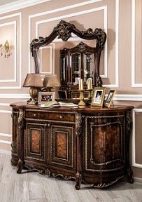 Комод Джоконда корень дуба глянец с зеркалом (гостиная)