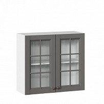 Амели-3 Шкаф кухонный 800 со стеклом (Белый/Оникс серый)