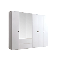 Шкаф 5-ти дверный с зеркалом, с ящиками Римини (Белый/Серебро) РМШ1/51
