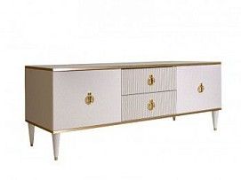 Лобня - Тумба под телевизор (2 двери и 2 фасада) Римини СОЛО (белый золото) РМТ-3 (s)