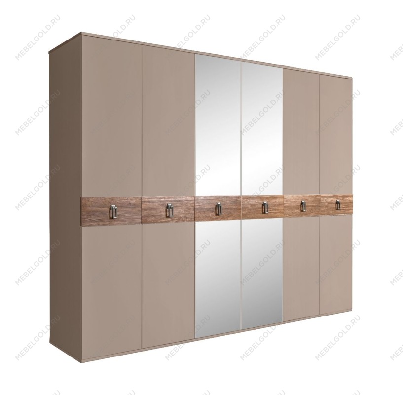 Шкаф 6-ти дв. с зеркалами Bogemia Wood Fa (Мокка/Хром) БМШ1/6(Wo)