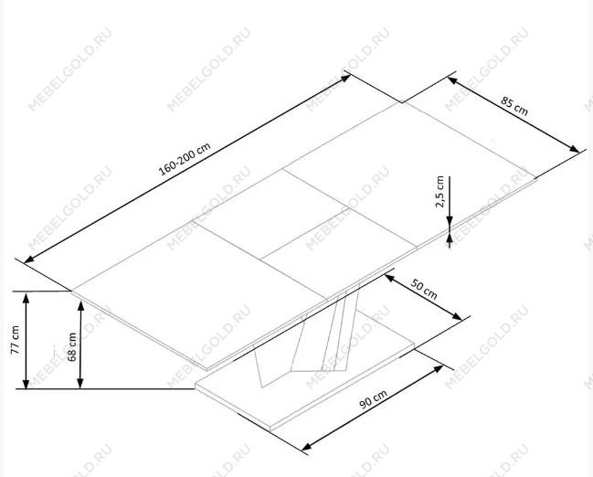 Стол обеденный Halmar SALVADOR раскладной (темно-серый) | изображение 9