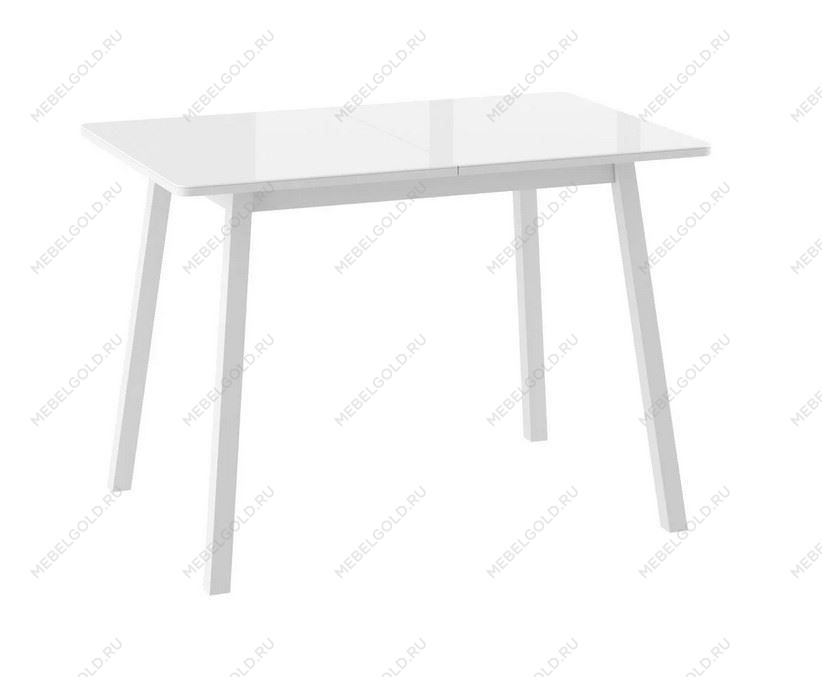 Стол Бриз (R) 110 раздвижной со стеклом (140)х70, Белый/Белый