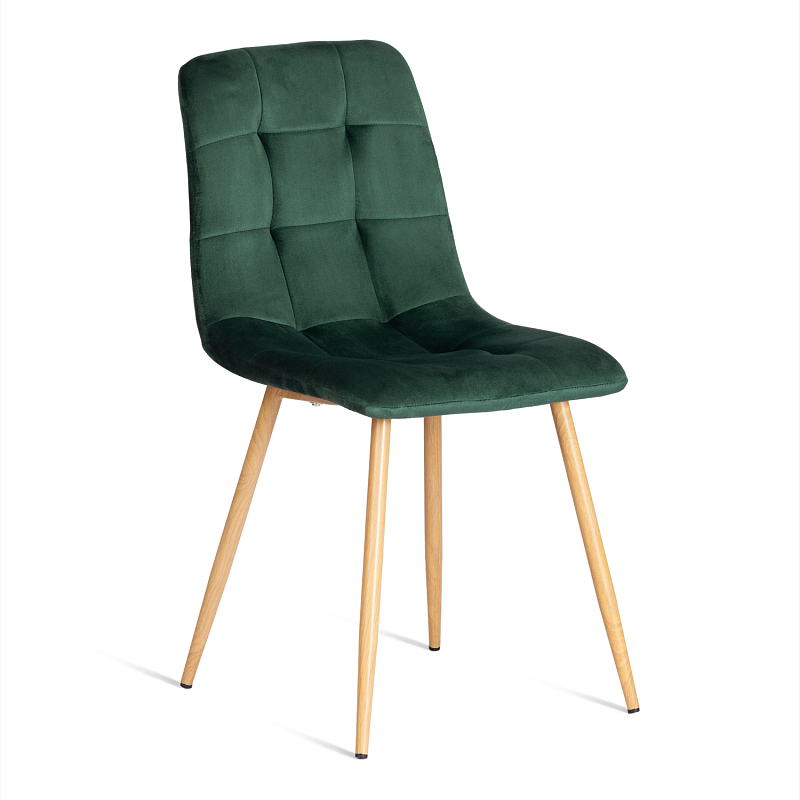 Стул CHILLY (mod. 7094-1), вельвет/металл, 44,5х52,5х86 см, dark green (темно-зеленый) HLR57 / натуральный