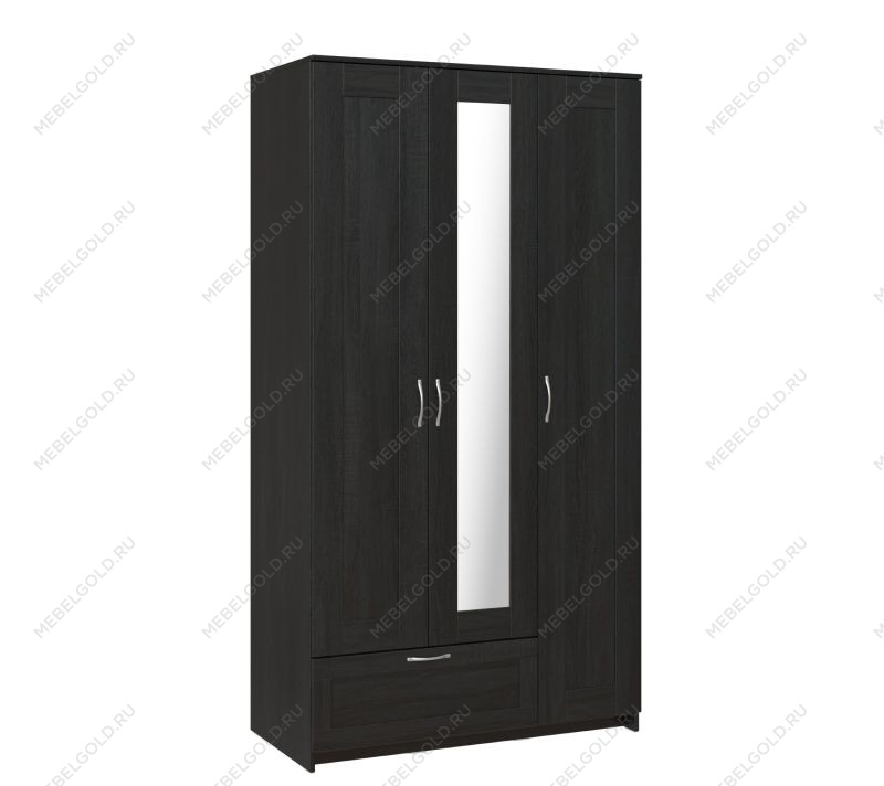 БРИМНЭС / СИРИУС Шкаф трёхдверный ИКЕА / IKEA с одним выдвижным ящиком и зеркалом, Дуб Венге | изображение 3