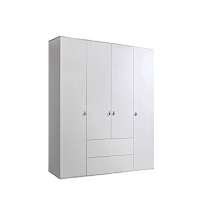 Шкаф 4-х дверный с ящиками Римини (Белый/Серебро) РМШ2/41