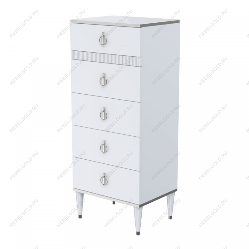 м. Марьина Роща - Комод узкий c планкой Римини СОЛО (белый серебро) РМКМ-2 (s)