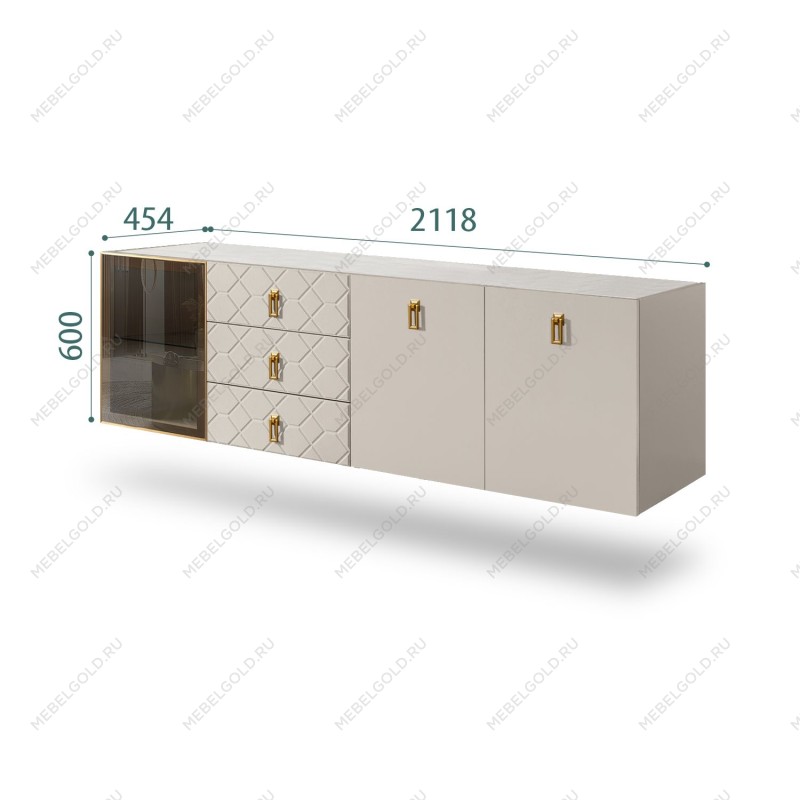 Комод 2.1м Bogemia Fly Farfalle (Шелк) (Novabuk/Золото) БМКМ-5[4]