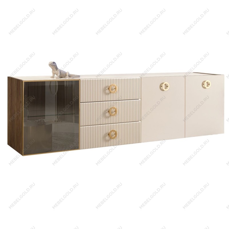 Комод 2.1м Bogemia Woodline Fly Fi (Слоновая кость) (Lakobel/Золото) БМКМ-5[4]