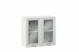 Шкаф кухонный 800 со стеклом Италия (Белый/Дуб светлый)