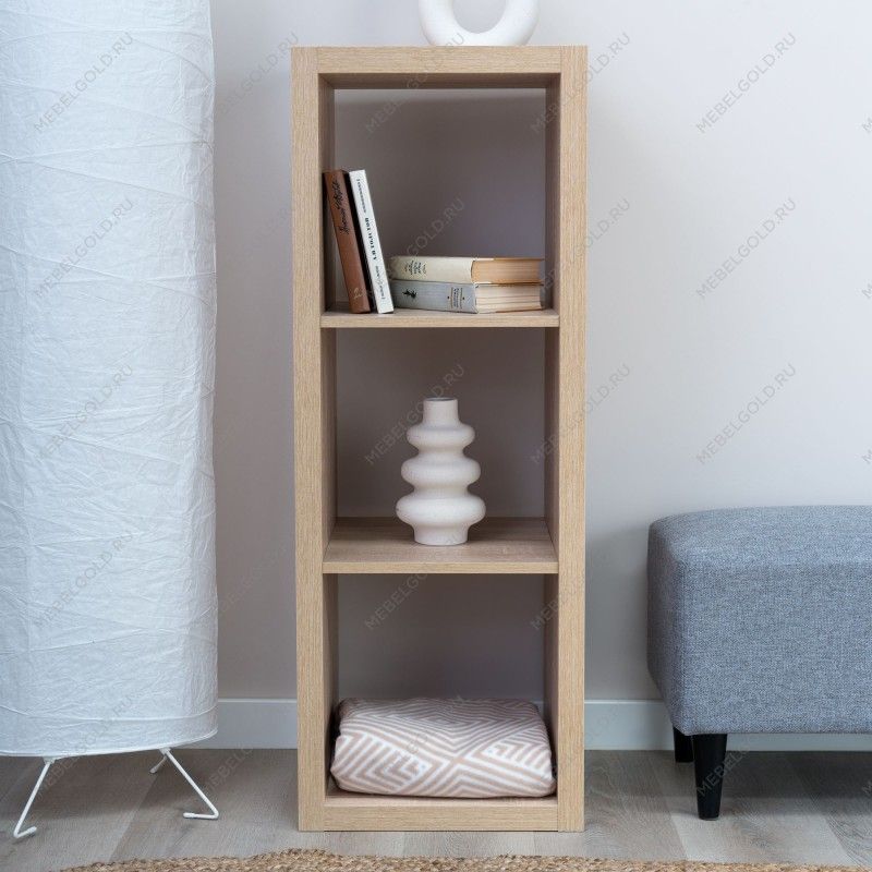 КАЛЛАКС / ФОРА Стеллаж ИКЕА / IKEA 3, с тремя открытыми ячейками, тамбурат, дуб беленый | изображение 4