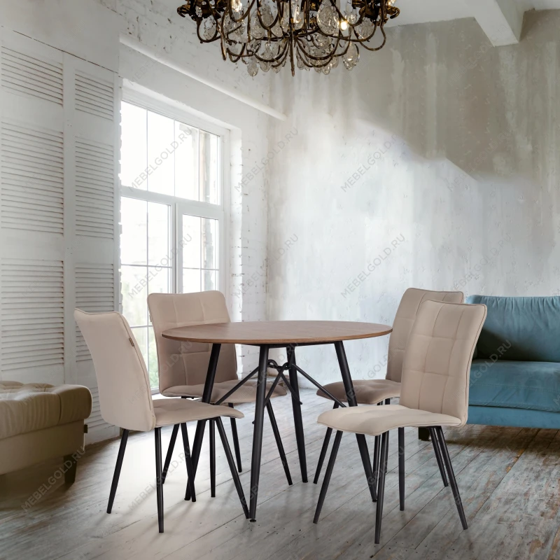 Стул обеденный Bari, ткань велюр, 46х55х89, молочный/черный, (Porsche 2) | изображение 9