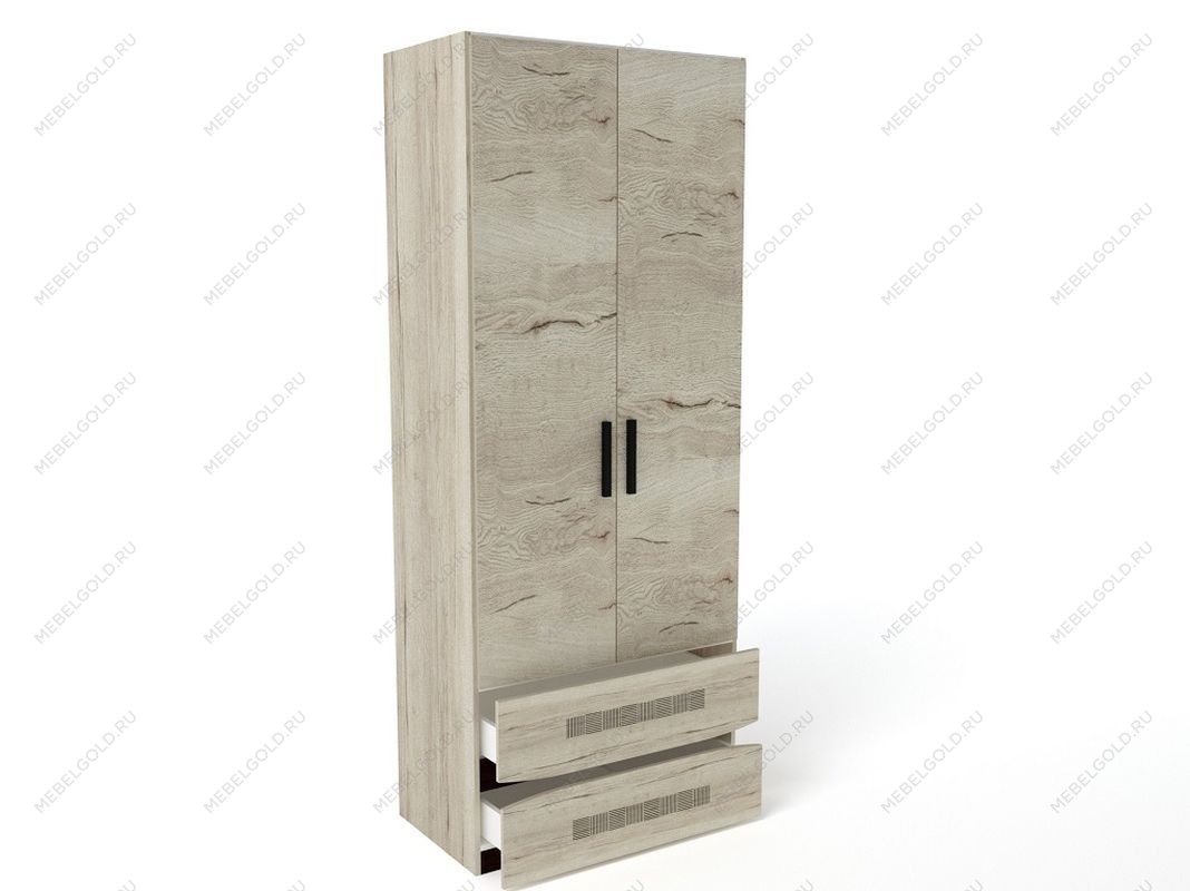 Шкаф 2-х дверный, Мале (916*544*2278) Дуб галифакс белый, 11211