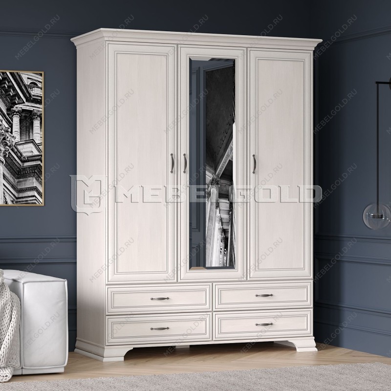 Шкаф 3-створчатый Тиффани 3D4S вудлайн кремовый | изображение 2