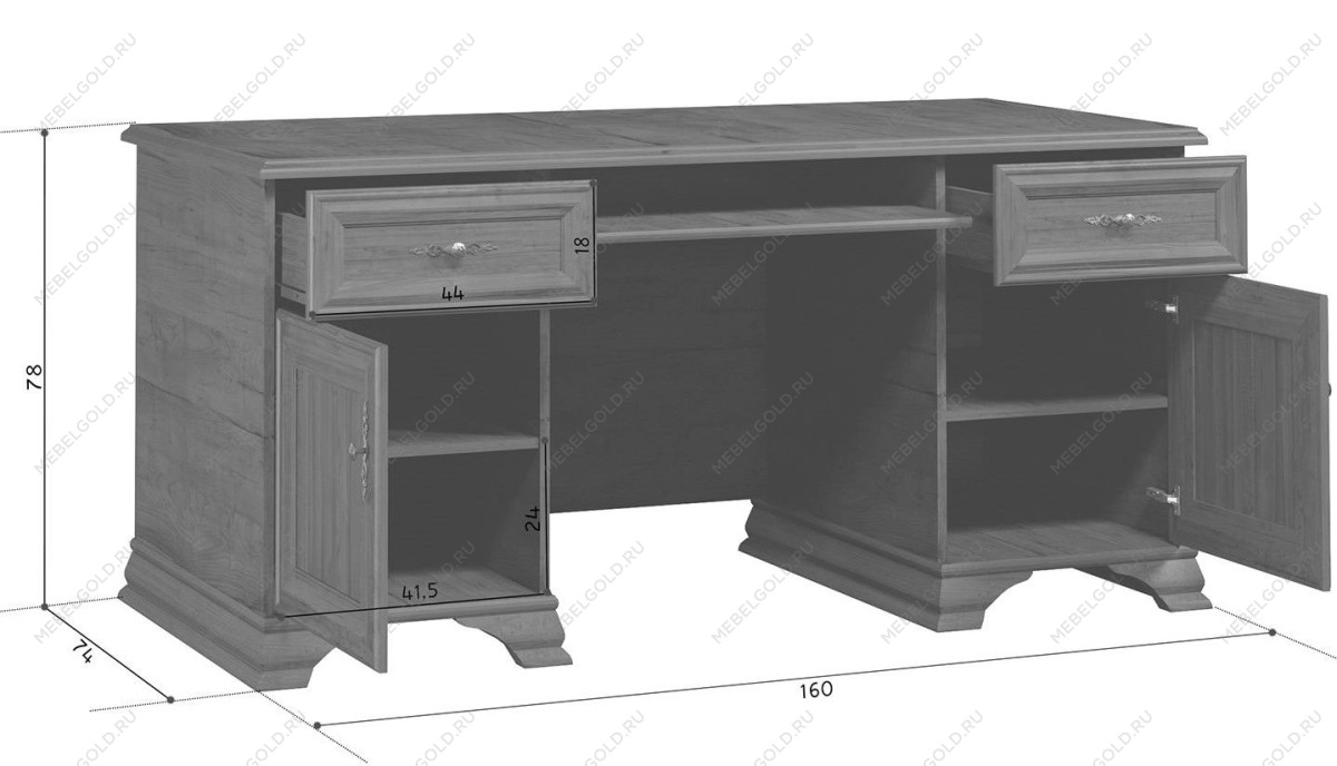 Стол письменный Кентаки BIU2D2S каштан | изображение 4