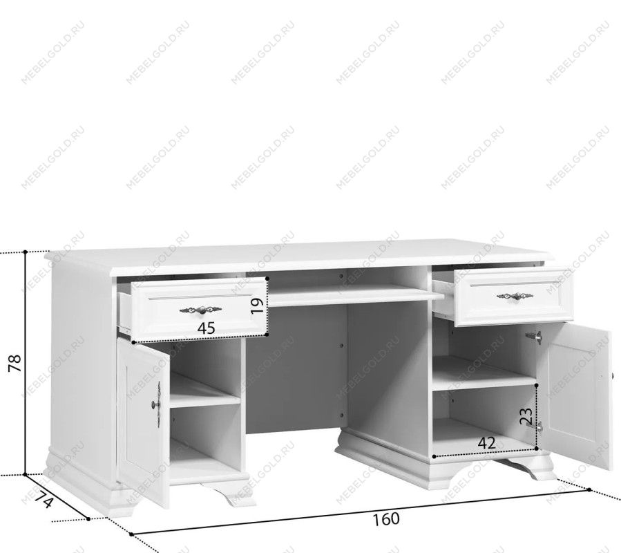 Стол письменный Кентаки BIU2D2S белый - Выставка Лобня | изображение 2
