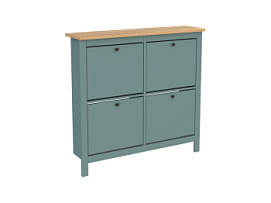 САГА тумба для обуви 113х108 темно-бирюзовая/ясень