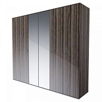 Шкаф 6-ти дверный с зеркалом Римини (Орех империя/Серебро) РМШ1/6